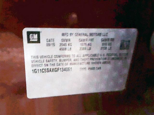 1G11C5SAXGF134061 - 2016 CHEVROLET MALIBU LIM BURGUNDY photo 10