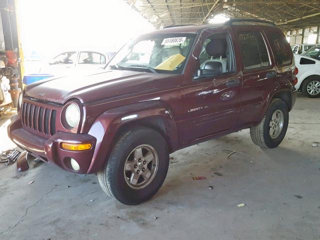 1J4GK58K22W136197 - 2002 JEEP LIBERTY LI BURGUNDY photo 2