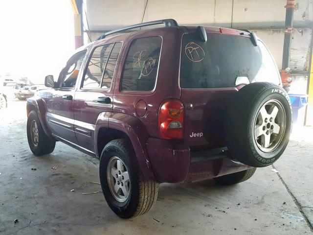 1J4GK58K22W136197 - 2002 JEEP LIBERTY LI BURGUNDY photo 3