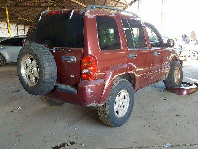 1J4GK58K22W136197 - 2002 JEEP LIBERTY LI BURGUNDY photo 4