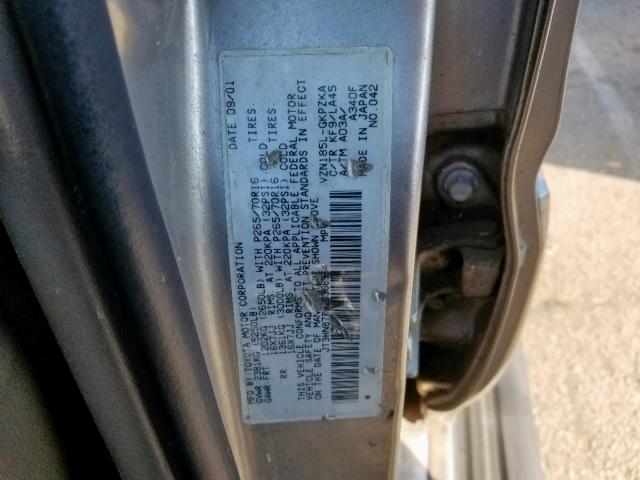 JT3HN87R420366364 - 2002 TOYOTA 4RUNNER LI SILVER photo 10