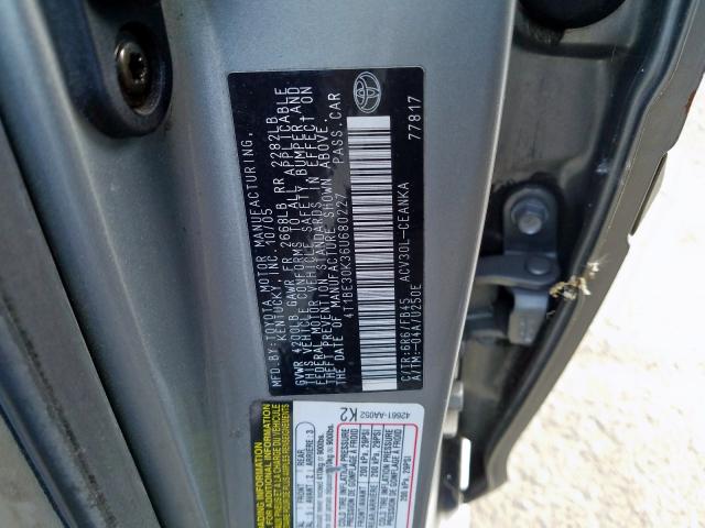 4T1BE30K36U680227 - 2006 TOYOTA CAMRY LE BROWN photo 10
