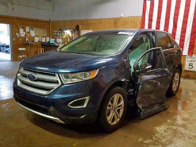 2FMPK4J89HBB36394 - 2017 FORD EDGE SEL BLUE photo 2