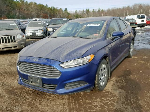 3FA6P0G7XER394127 - 2014 FORD FUSION S BLUE photo 2