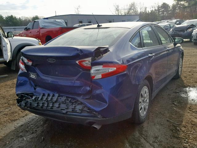 3FA6P0G7XER394127 - 2014 FORD FUSION S BLUE photo 4