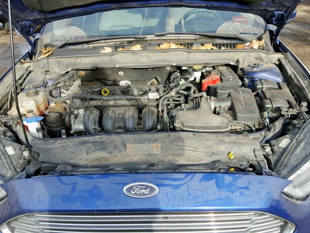 3FA6P0G7XER394127 - 2014 FORD FUSION S BLUE photo 7