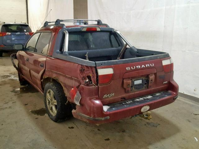 4S4BT62CX57106413 - 2005 SUBARU BAJA SPORT RED photo 3