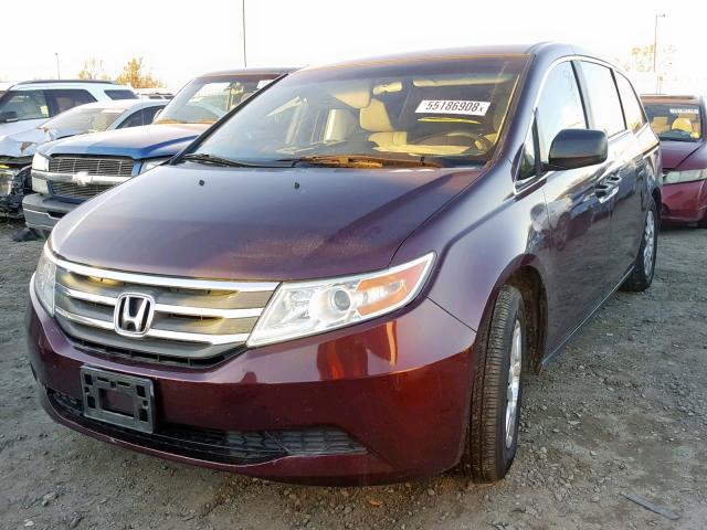 5FNRL5H2XBB014476 - 2011 HONDA ODYSSEY LX BURGUNDY photo 2