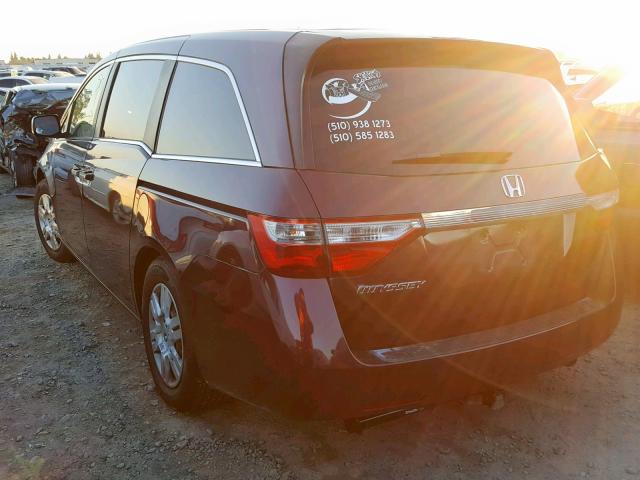 5FNRL5H2XBB014476 - 2011 HONDA ODYSSEY LX BURGUNDY photo 3