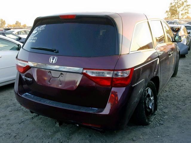 5FNRL5H2XBB014476 - 2011 HONDA ODYSSEY LX BURGUNDY photo 4