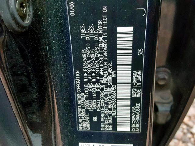 JTLKT324364064752 - 2006 TOYOTA SCION XB Қара фото 10
