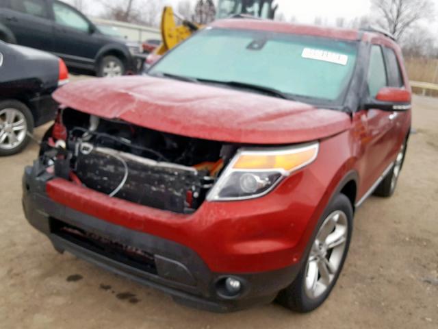 1FM5K8F88FGC23748 - 2015 FORD EXPLORER L RED photo 2