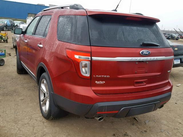 1FM5K8F88FGC23748 - 2015 FORD EXPLORER L RED photo 3