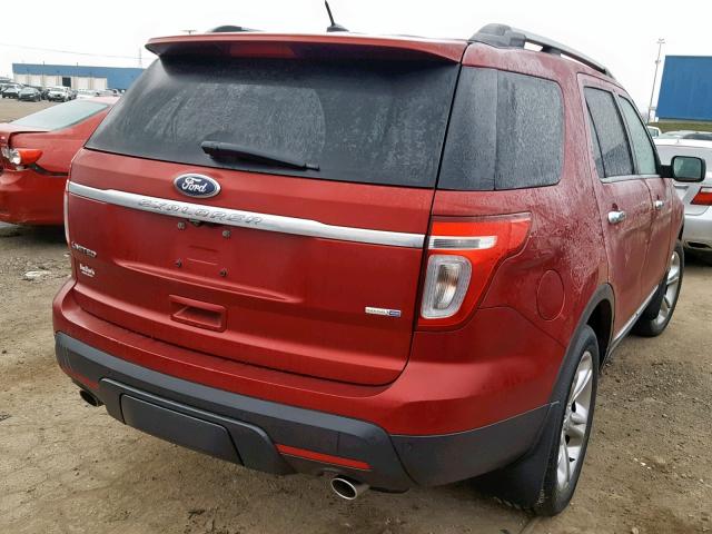 1FM5K8F88FGC23748 - 2015 FORD EXPLORER L RED photo 4