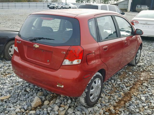 KL1TD66647B746649 - 2007 CHEVROLET AVEO BASE Қызыл фото 4