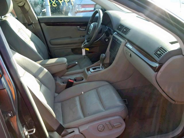 WAUDH78E38A024976 - 2008 AUDI A4 3.2 QUA GRAY photo 5