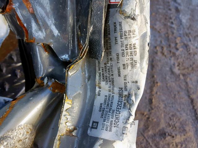 1GCHTCFE2C8128034 - 2012 CHEVROLET COLORADO L GRAY photo 10