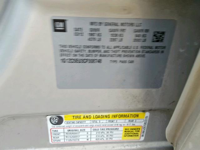 1G1ZC5EU3CF308748 - 2012 CHEVROLET MALIBU 1LT GOLD photo 10