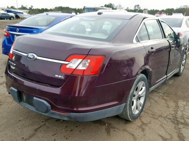 1FAHP2EW0BG149354 - 2011 FORD TAURUS SEL BURGUNDY photo 4