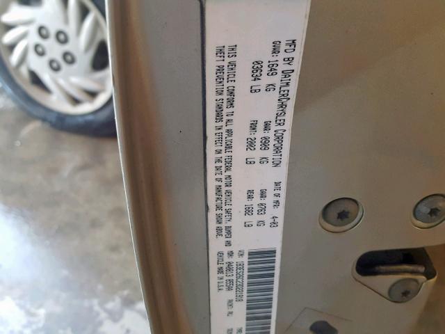 1B3ES26C23D221918 - 2003 DODGE NEON SE GRAY photo 10