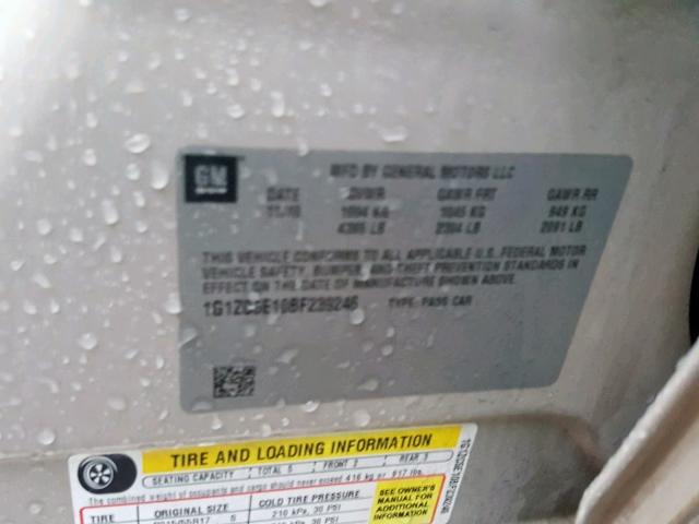 1G1ZC5E10BF239246 - 2011 CHEVROLET MALIBU 1LT 金色 照片 10