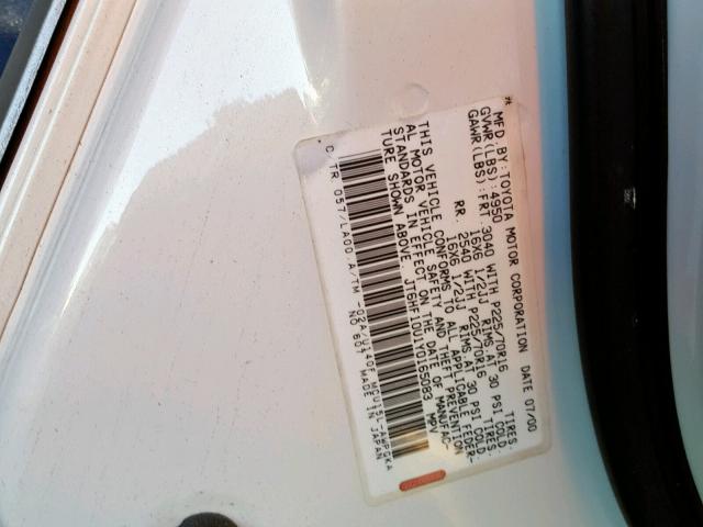 JT6HF10U1Y0165083 - 2000 LEXUS RX 300 WHITE photo 10