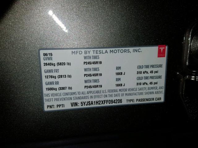 5YJSA1H2XFF094206 - 2015 TESLA MODEL S 85 BROWN photo 10