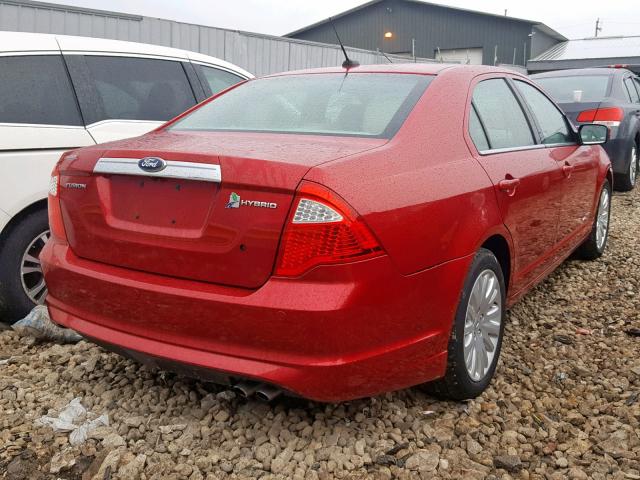 3FADP0L37CR210513 - 2012 FORD FUSION HYB RED photo 4