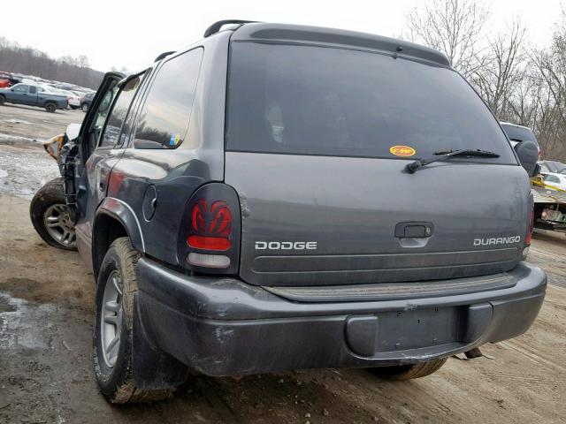 1B4HS38N22F160280 - 2002 DODGE DURANGO SP GRAY photo 3