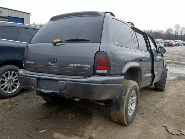 1B4HS38N22F160280 - 2002 DODGE DURANGO SP GRAY photo 4