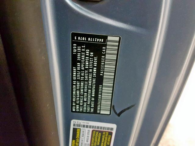 WVWBA7AJ3AW193040 - 2010 VOLKSWAGEN GOLF 蓝色 照片 10