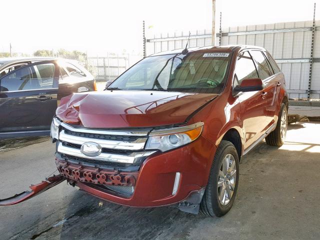 2FMDK3KC1EBA02717 - 2014 FORD EDGE LIMIT BURGUNDY photo 2