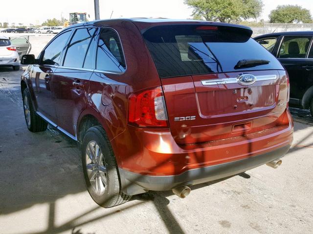 2FMDK3KC1EBA02717 - 2014 FORD EDGE LIMIT BURGUNDY photo 3