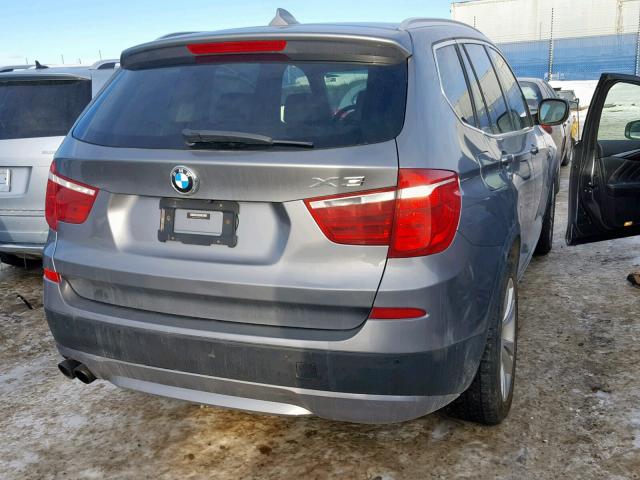 5UXWX7C5XBLT78414 - 2011 BMW X3 XDRIVE3 GRAY photo 4