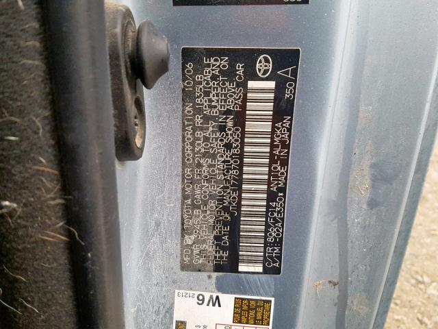 JTKDE177870183050 - 2007 TOYOTA SCION TC 银色 照片 10