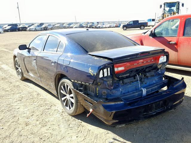 2C3CDXHG8EH226161 - 2014 DODGE CHARGER SX BLUE photo 3