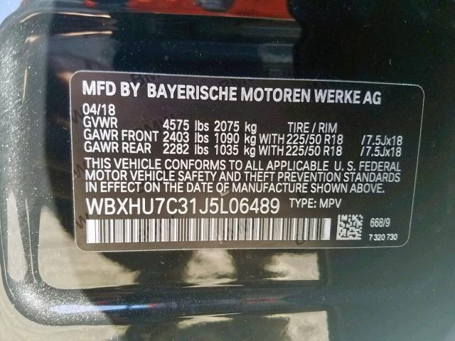 WBXHU7C31J5L06489 - 2018 BMW X1 SDRIVE2 BLACK photo 10