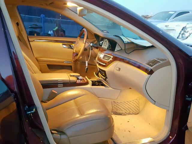 WDDNG71X57A108484 - 2007 MERCEDES-BENZ S 550 MAROON photo 5