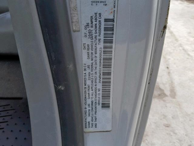 3VWRW31CX6M400523 - 2006 VOLKSWAGEN NEW BEETLE ვერცხლისფერი ფოტო 10