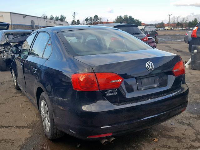 3VW1K7AJ9BM062458 - 2011 VOLKSWAGEN JETTA BASE BLACK photo 3