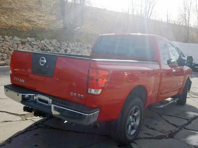 1N6AA06B55N517294 - 2005 NISSAN TITAN XE RED photo 4