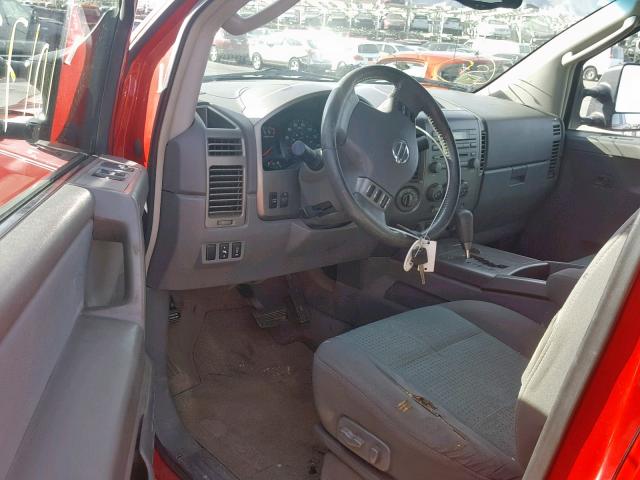 1N6AA06B55N517294 - 2005 NISSAN TITAN XE RED photo 9