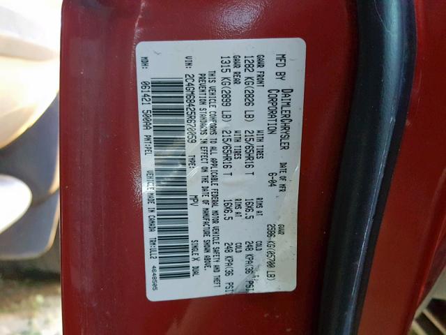 2C4GM68425R670059 - 2005 CHRYSLER PACIFICA T RED photo 10