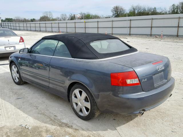 WAUAC48H03K021613 - 2003 AUDI A4 1.8 CAB GRAY photo 3