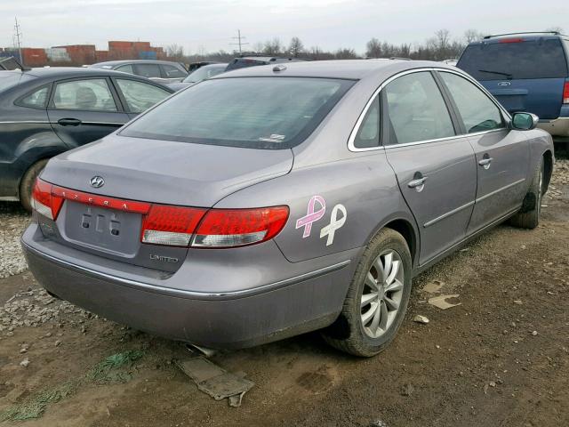 KMHFC46F47A239250 - 2007 HYUNDAI AZERA SE SILVER photo 4