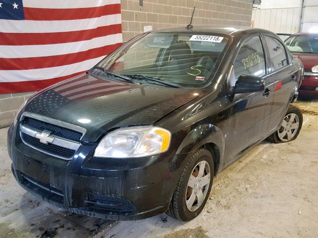 KL1TD56E49B616195 - 2009 CHEVROLET AVEO LS BLACK photo 2