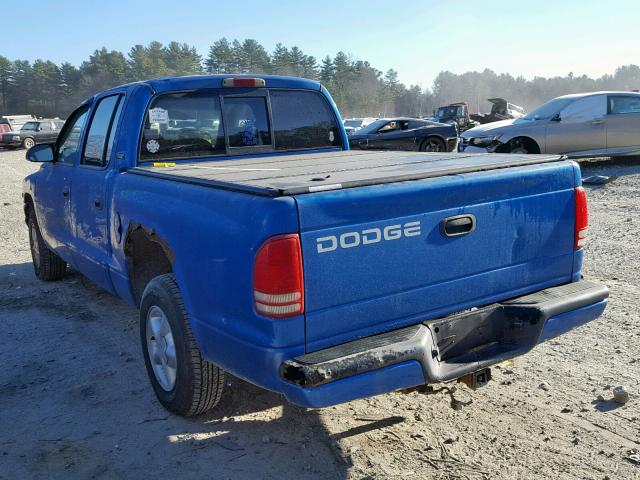 1B7GL2AX7YS674126 - 2000 DODGE DAKOTA QUA BLUE photo 3