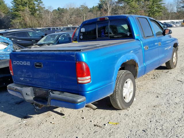 1B7GL2AX7YS674126 - 2000 DODGE DAKOTA QUA BLUE photo 4