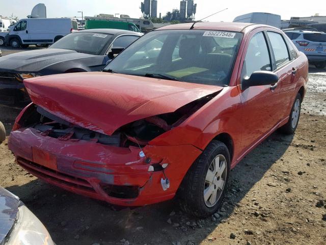 1FAFP34N97W106151 - 2007 FORD FOCUS ZX4 RED photo 2