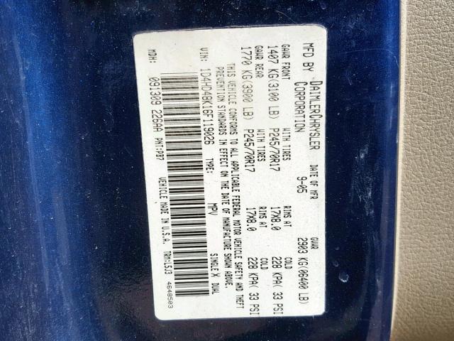 1D4HD48K16F119026 - 2006 DODGE DURANGO SL BLUE photo 10